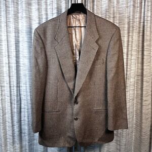 Metropolitan View Bloomingdales Mens 44L Houndstooth Wool Blazer Brown Canada